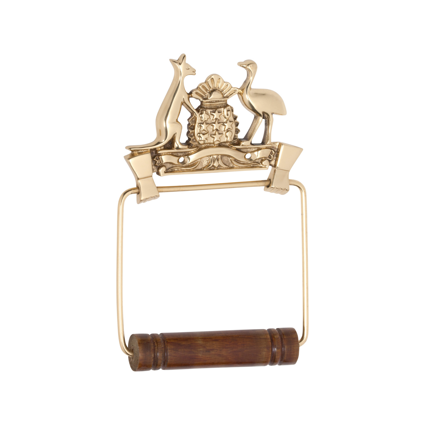 Coat of Arms Toilet Roll Holder Polished Brass