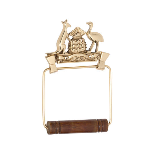 Coat of Arms Toilet Roll Holder Polished Brass