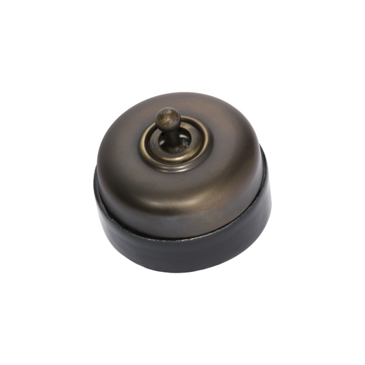 Black Porcelain Base Switch Antique Brass