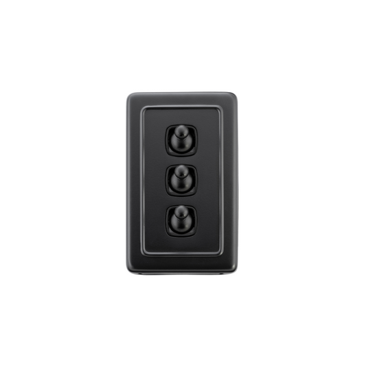 Switch - Toggle 3 Gang Matt Black/Black