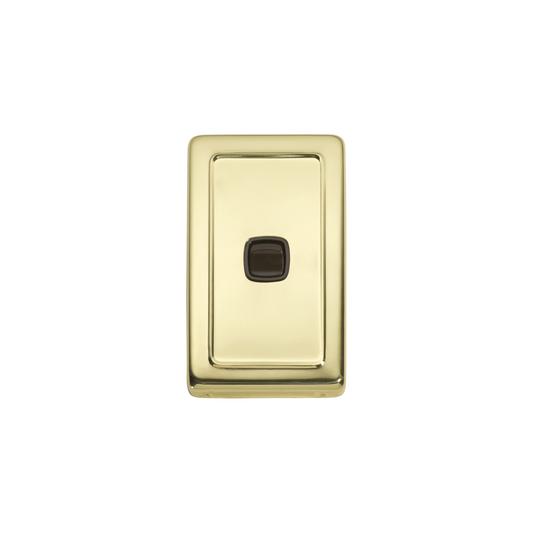 Switch - Rocker 1 Gang Polished Brass/Brown