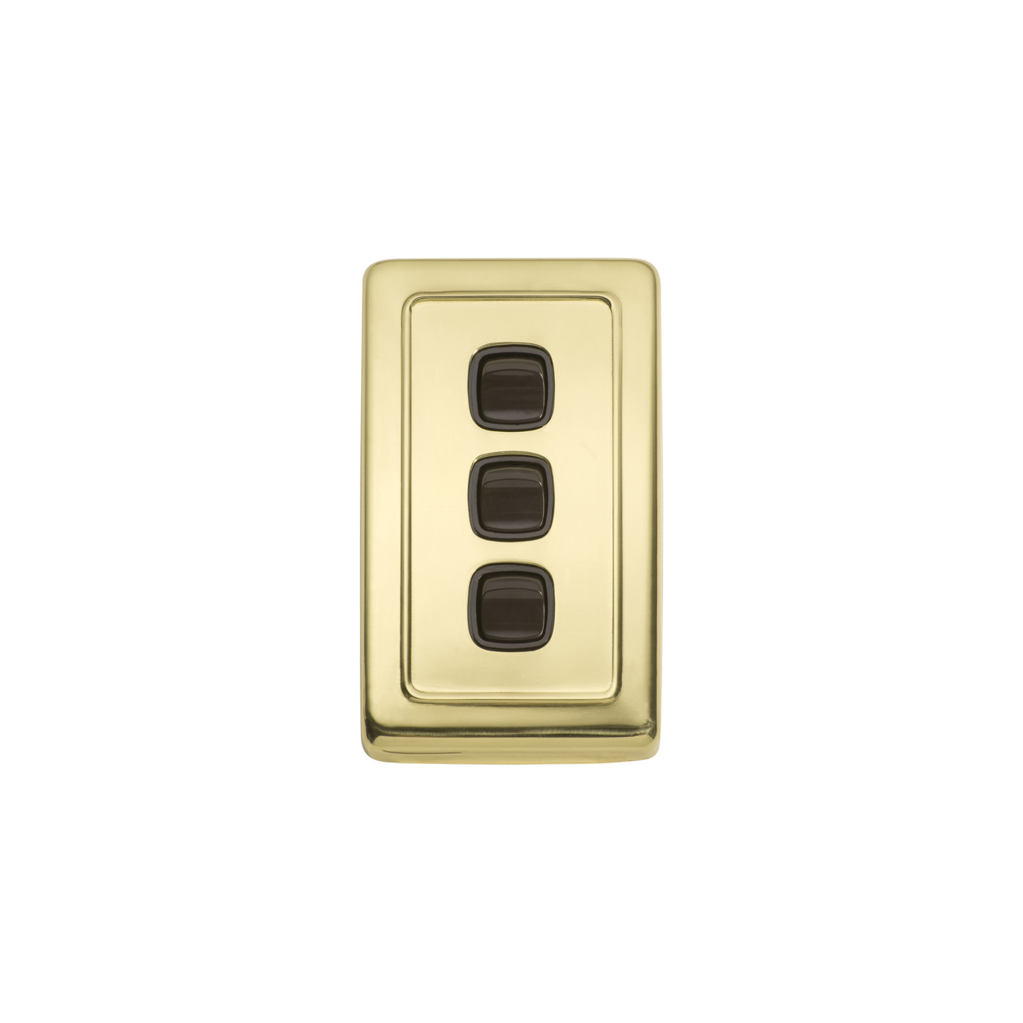 Switch - Rocker 3 Gang Polished Brass/Brown