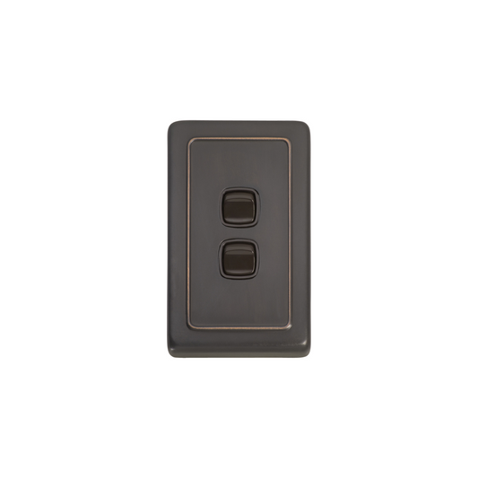 Switch - Rocker 2 Gang Antique Copper/Brown