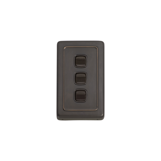 Switch - Rocker 3 Gang Antique Copper/Brown