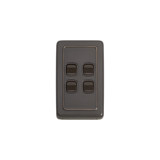Switch - Rocker 4 Gang Antique Copper/Brown