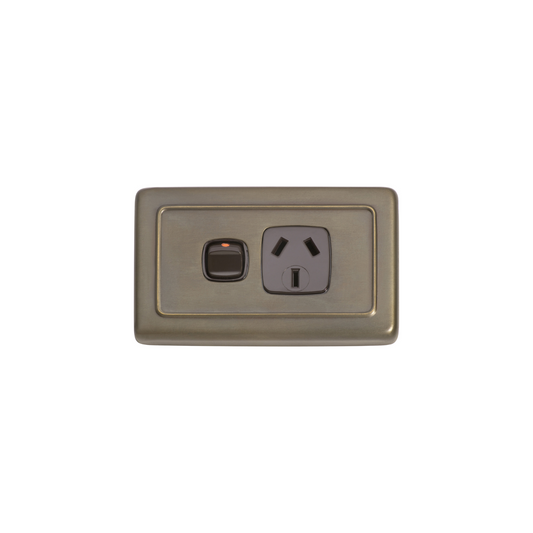 Single Power Point Antique Brass/Brown