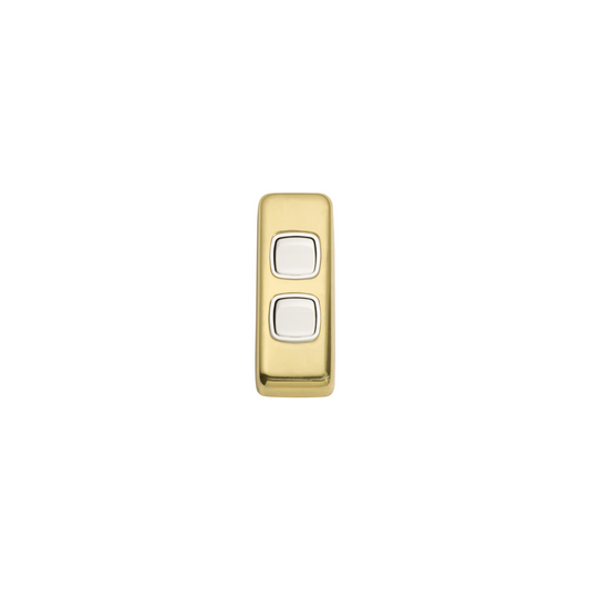 Switch - Architrave - Rocker 2 Gang Polished Brass/White