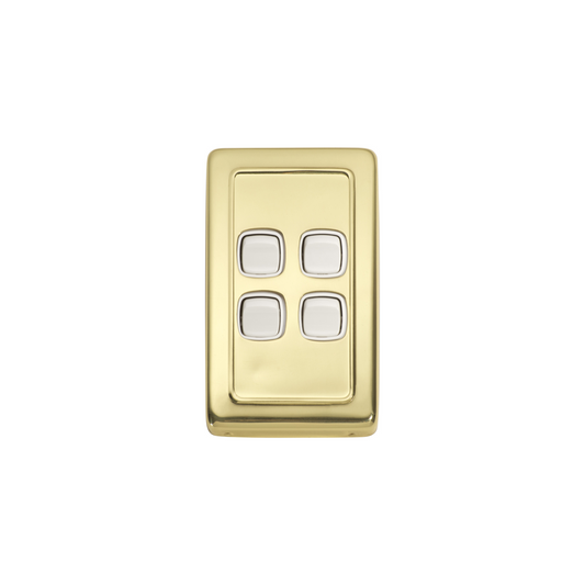Switch - Rocker 4 Gang Polished Brass/White