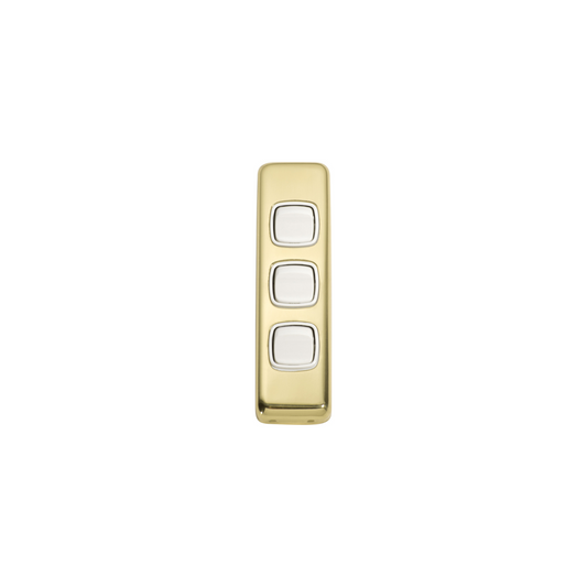 Switch - Architrave - Rocker 3 Gang Polished Brass/White