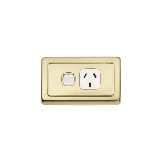 Single Power Point Polished Brass/White