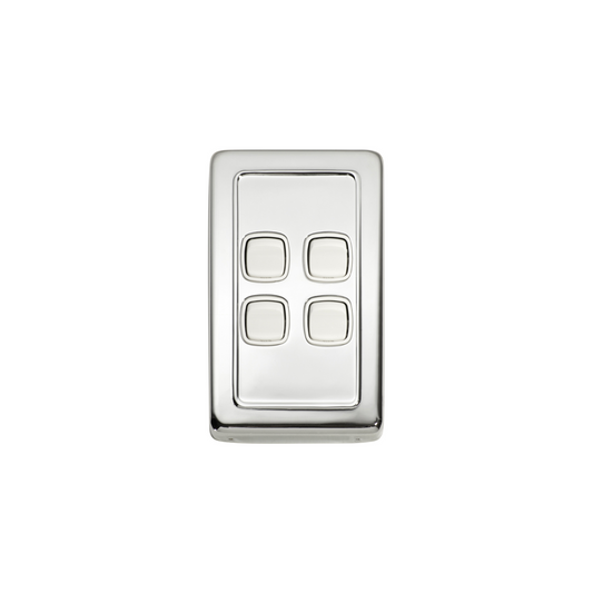 Switch - Rocker 4 Gang Polished Chrome/White
