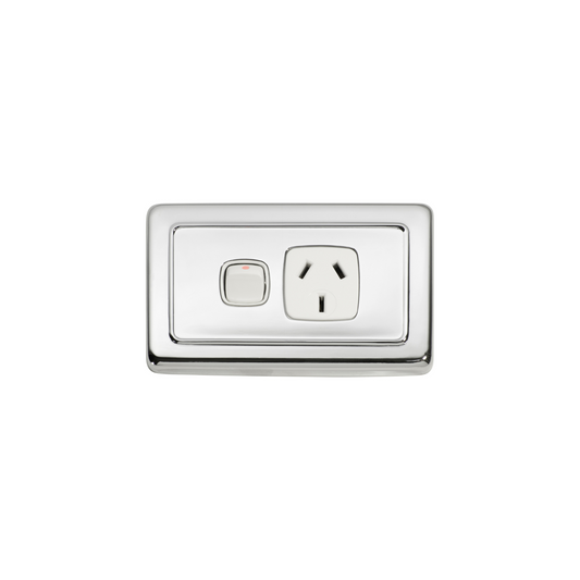 Single Power Point Polished Chrome/White
