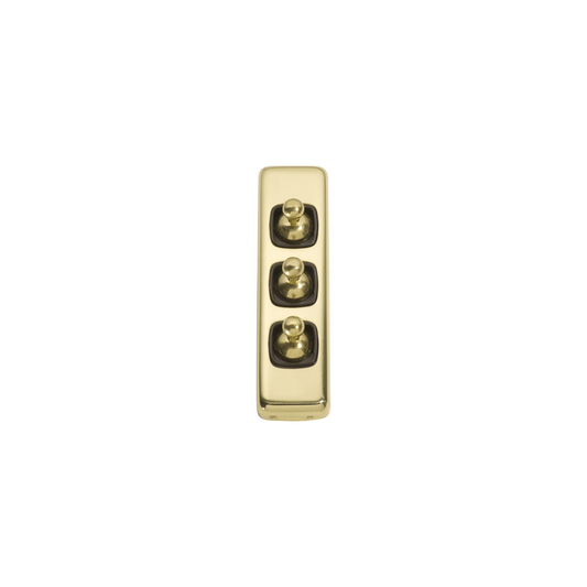 Switch - Architrave - Toggle 3 Gang Polished Brass/Brown