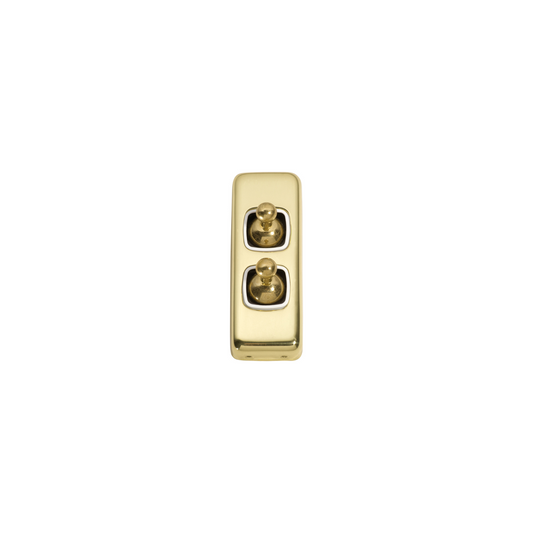 Switch - Architrave - Toggle 2 Gang Polished Brass/White