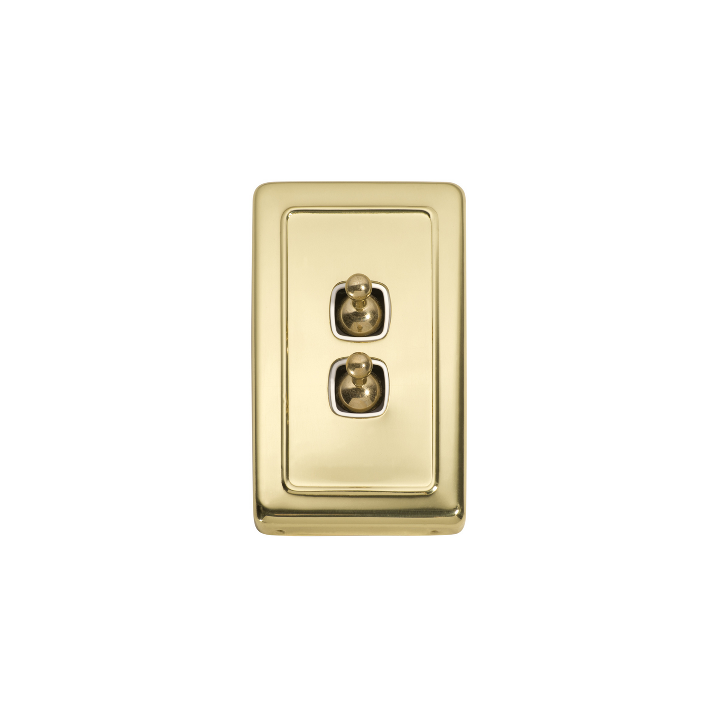Switch - Toggle 2 Gang Polished Brass/White