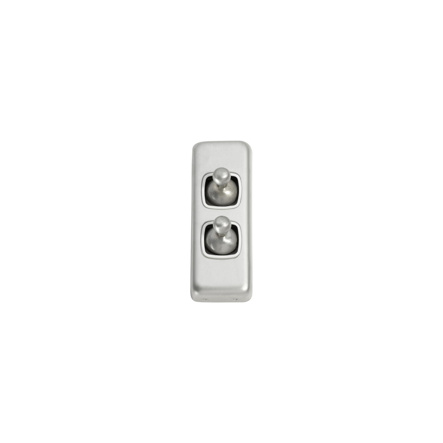 Switch - Architrave - Toggle 2 Gang Satin Chrome/White