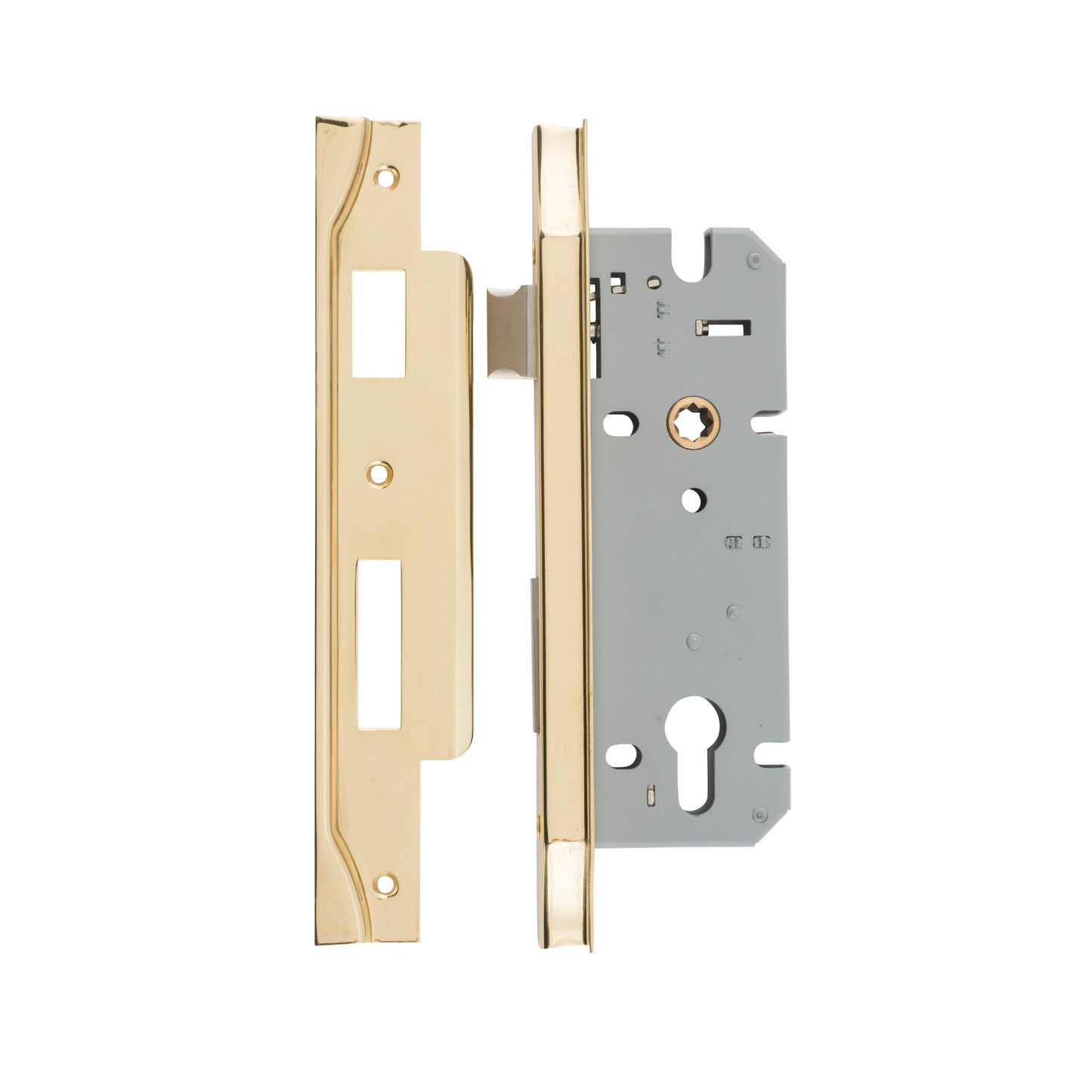 85mm Euro Lock Rebated Polished Brass 45mm