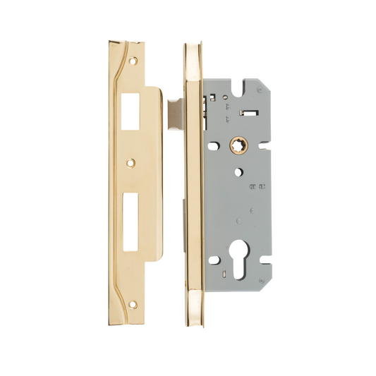 85mm Euro Lock Rebated Polished Brass 45mm