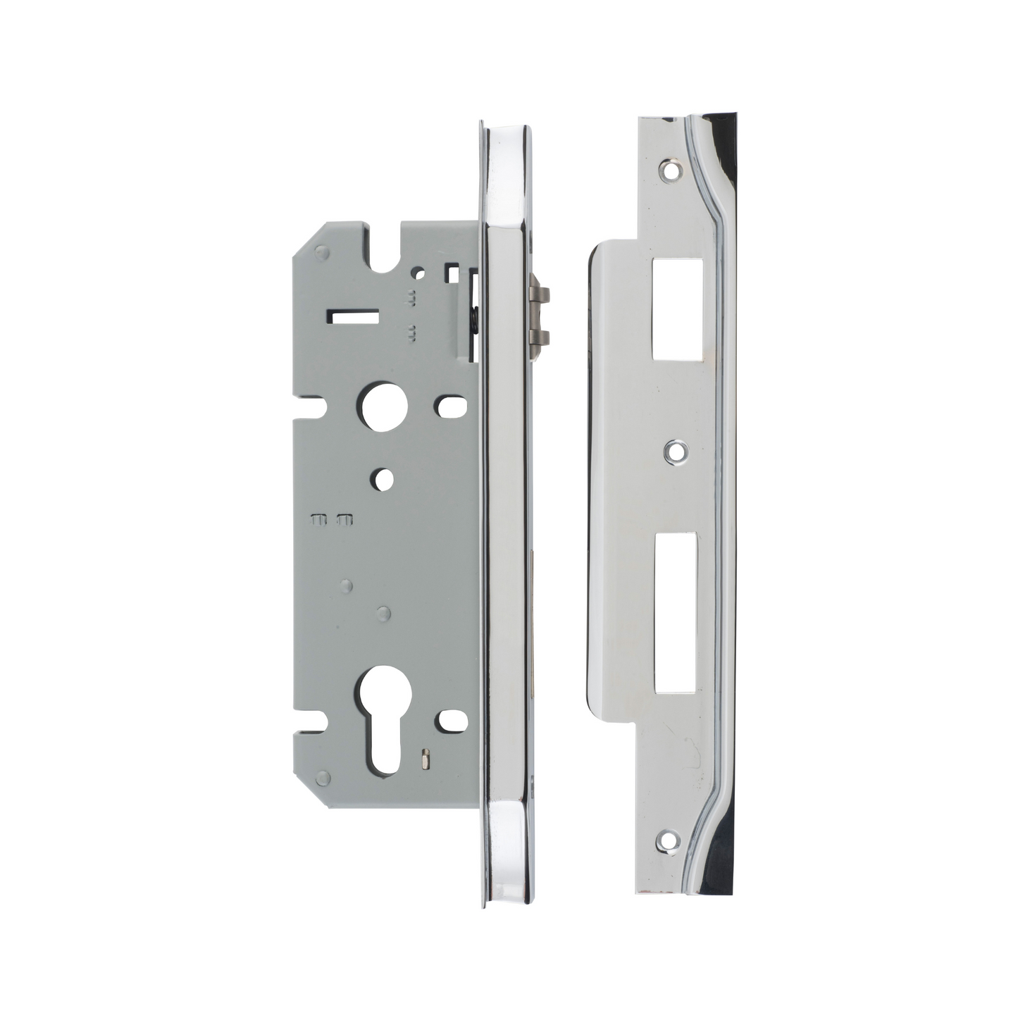 Euro Roller Lock Rebated Polished Chrome 45mm