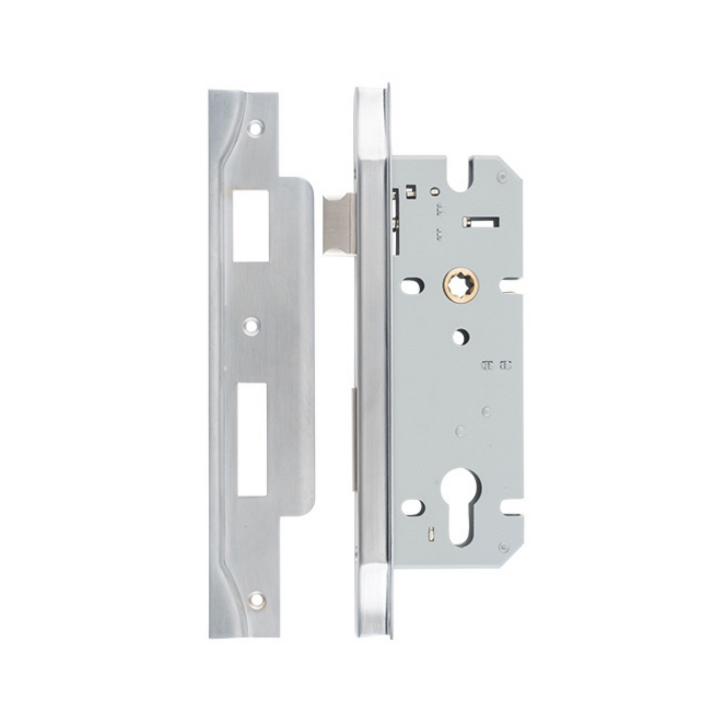 85mm Euro Lock Rebated Brushed Chrome 45mm