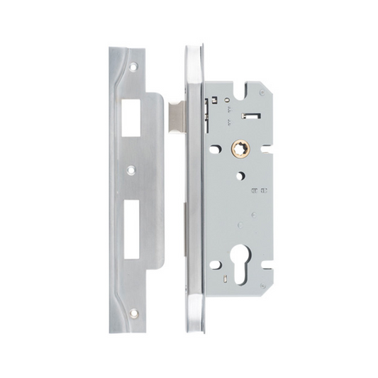 85mm Euro Lock Rebated Brushed Chrome 45mm
