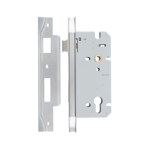 85mm Euro Lock Rebated Brushed Chrome 60mm