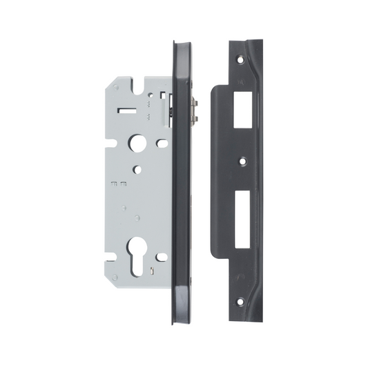 Euro Roller Lock Rebated Matt Black 45mm