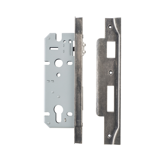 Euro Roller Lock Rebated Distressed Nickel 45mm