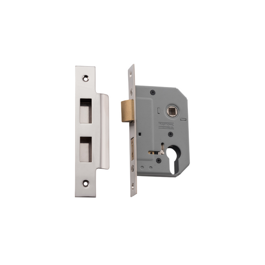 Euro Mortice Lock Polished Nickel 46mm