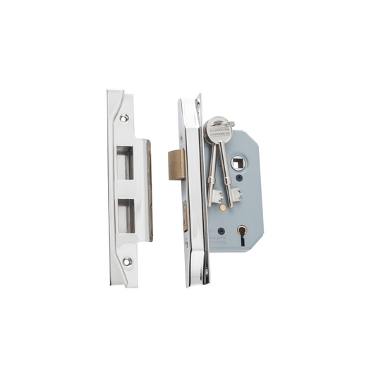 Rebated 5 Lever Mortice Lock Polished Nickel 46mm