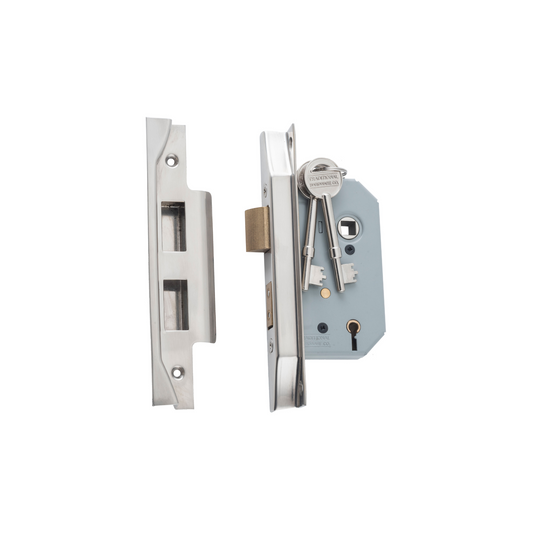 Rebated 5 Lever Mortice Lock Satin Nickel 46mm