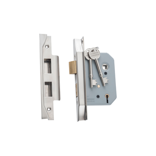 Rebated 5 Lever Mortice Lock Satin Nickel 57mm