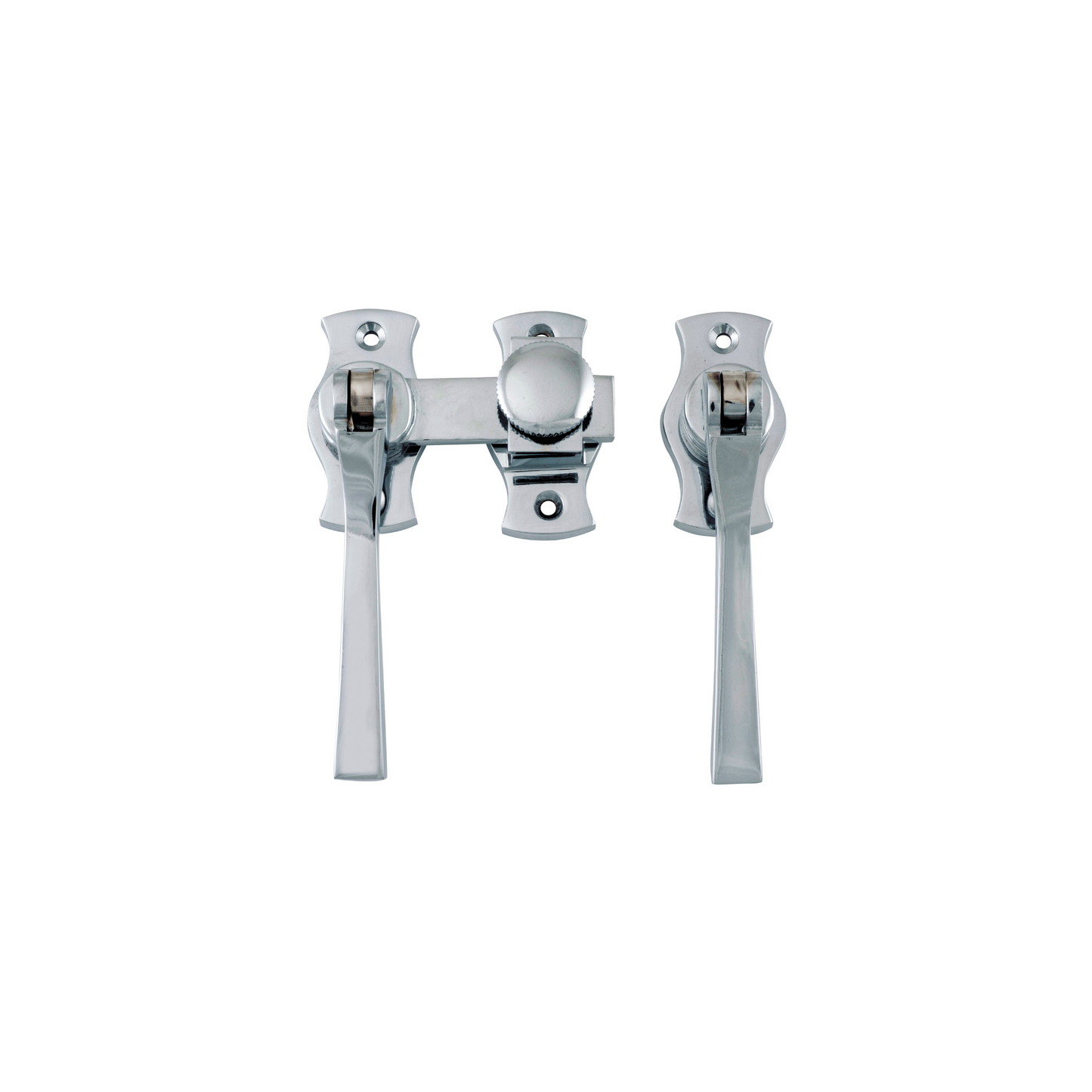 French Door Fastener - Square Polished Chrome