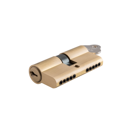 Euro Cylinder Dual Function Brushed/Satin Brass 80mm