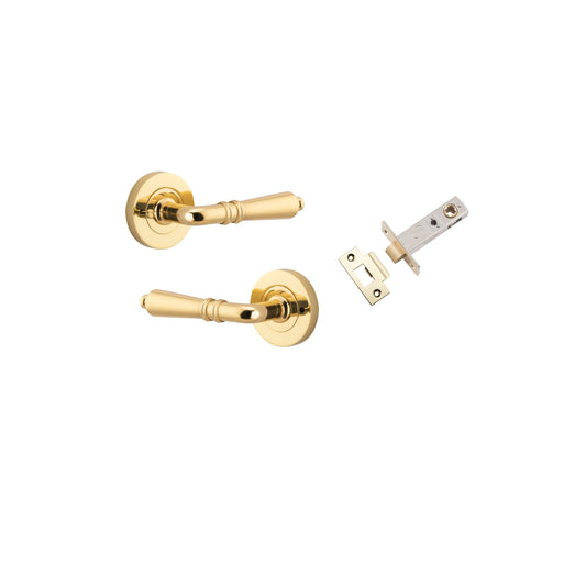 Sarlat Lever on Rose Polished Brass Inbuilt Privacy Kit