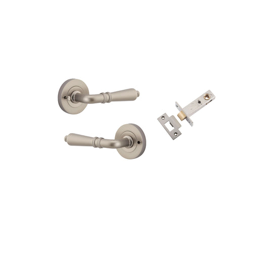 Sarlat Lever on Rose Satin Nickel Inbuilt Privacy Kit