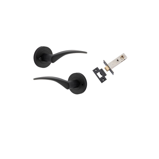 Oxford Lever on Rose Matt Black Inbuilt Privacy Kit