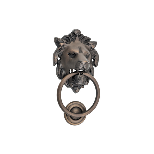 Lion Door Knocker Antique Brass