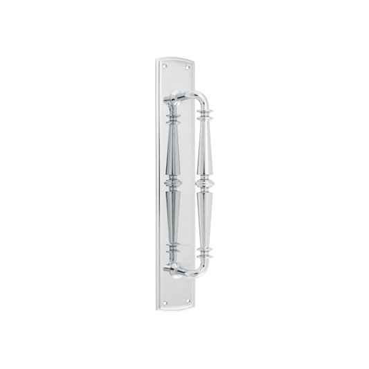 Sarlat Pull Handle on Backplate Polished Chrome