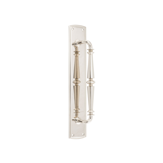 Sarlat Pull Handle on Backplate Polished Nickel