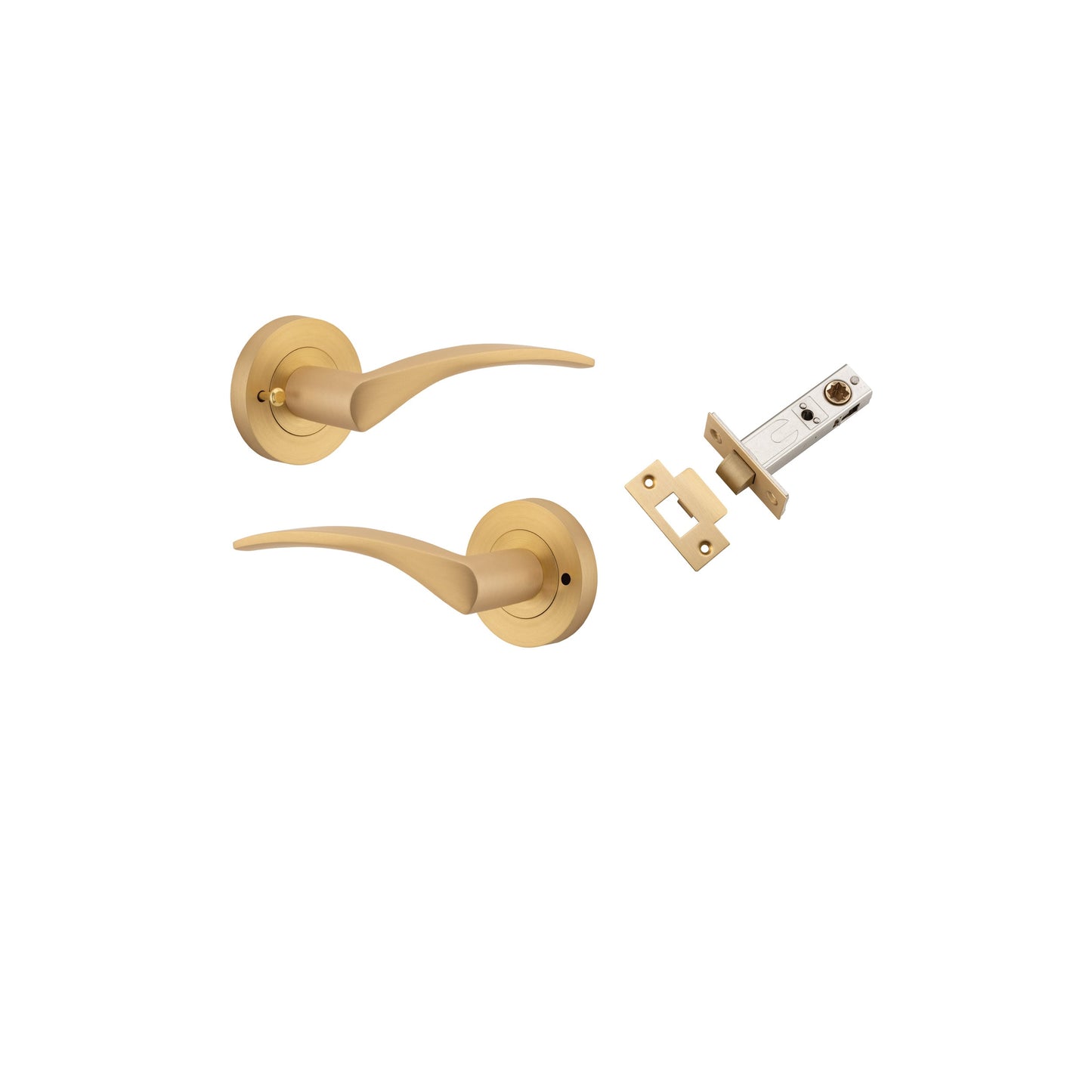 Oxford Lever on Rose Brushed Brass Inbuilt Privacy Kit