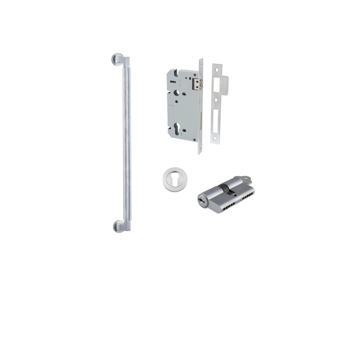 Brunswick Pull Handle Brushed Chrome 450mm Entrance Kit - Key/Key