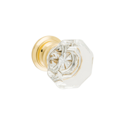 Sophia Glass Cupboard Knob Polished Brass 32mm