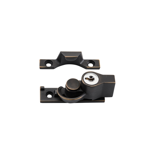 Sash Fastener - Locking Narrow Antique Brass