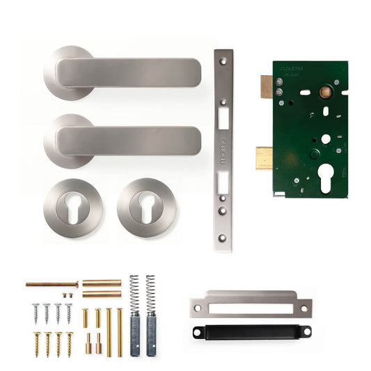 Aspen Lever Mortice Entrance Set Dull Brushed Nickel