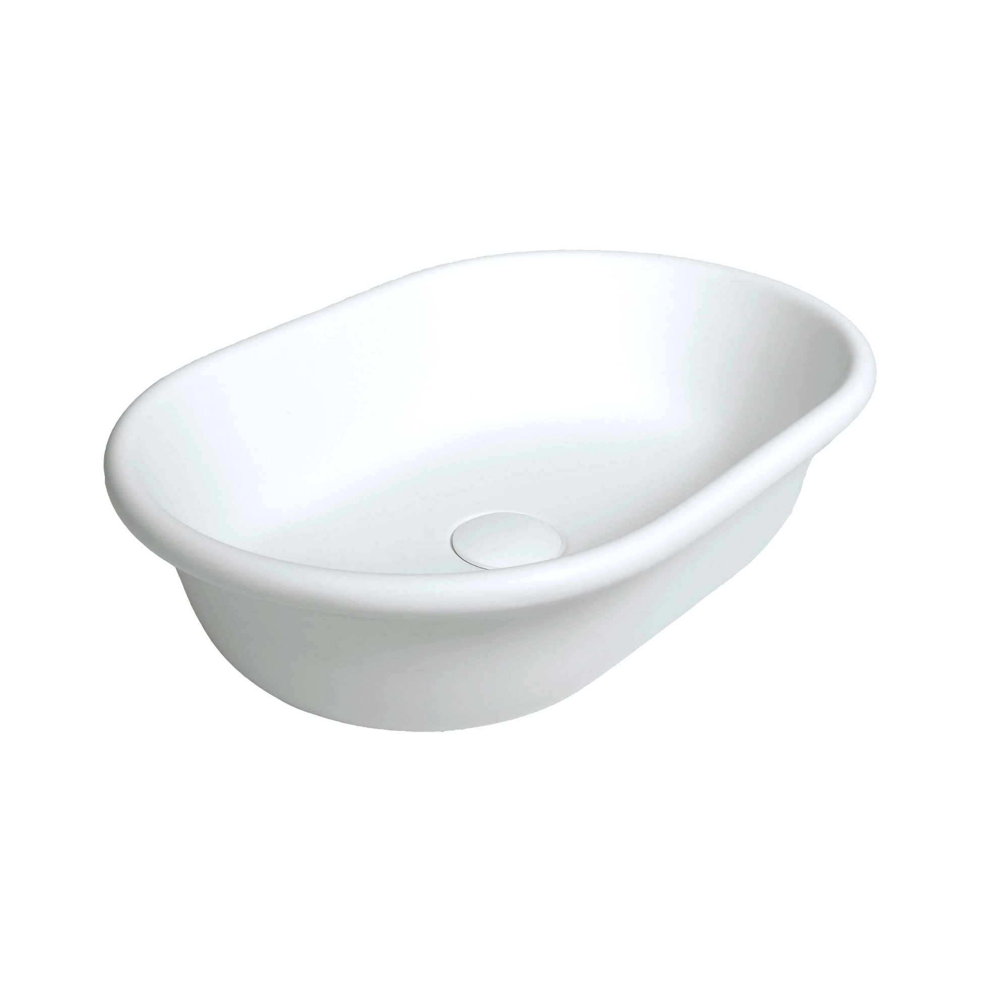 White ceramic basin on a white background
