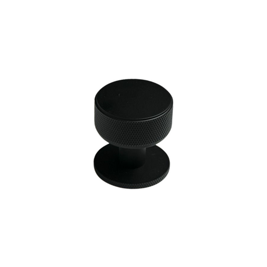 Belgravia Knurled Solid Brass Round Knob Matt Black 35mm