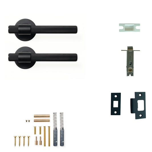 Belgravia Knurled Lever Passage Set Matt Black