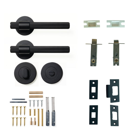 Belgravia Knurled Lever Privacy Set Matt Black