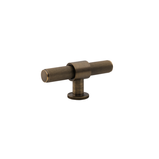 Belgravia Lined Solid Brass T Knob Dark Brushed Brass 82mm